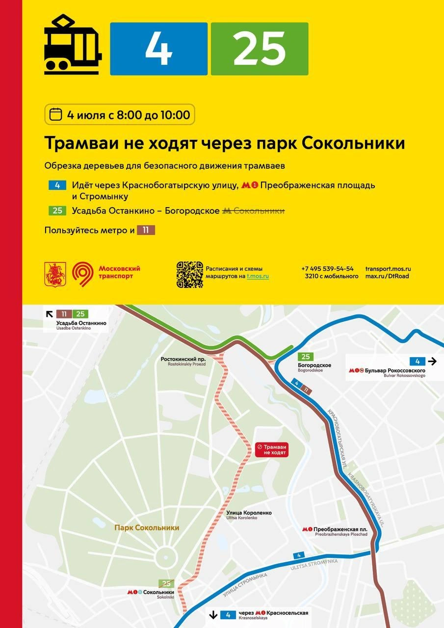 Как будут ходить трамваи № 4 и № 25 | Источник: Дептранс. Оперативно / T.me