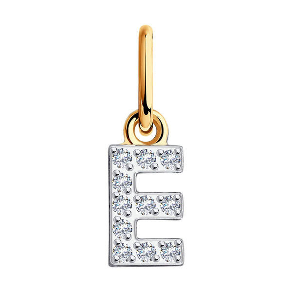 Подвеска из золота с фианитами, буква «Е»