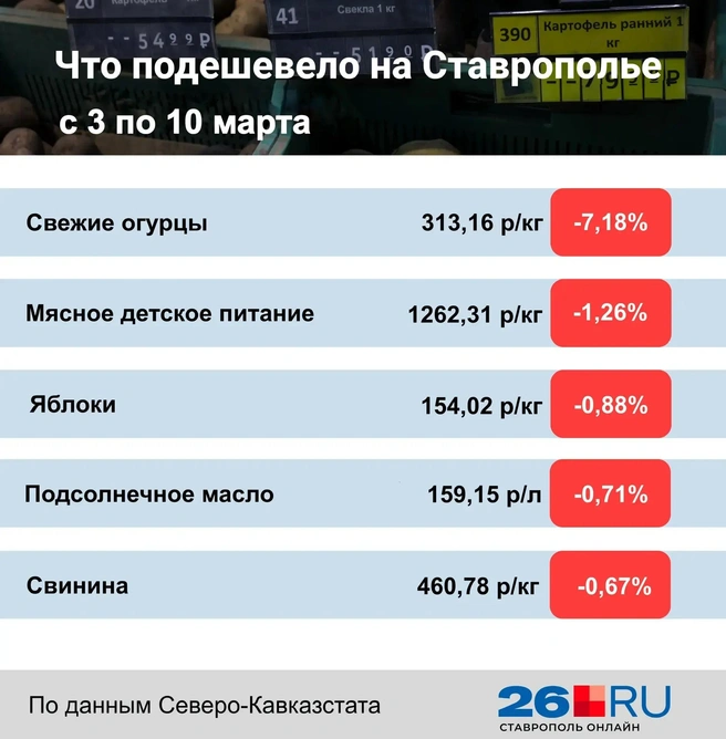 Статистика цен на продукты | Источник: Дарья Гранкина / 26.RU