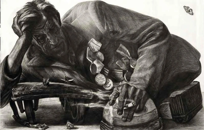 «Отдых в пути». Село Такмык Омской обл. 1975 г. | Источник: художник Геннадий Добров / gennady-dobrov.ru