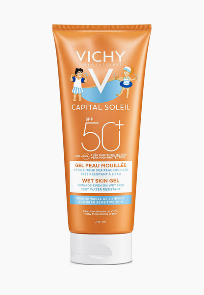 Крем для тела Vichy солнцезащитный для детей CAPITAL SOLEIL с технологией нанесения на влажную кожу WET SKIN SPF50+
