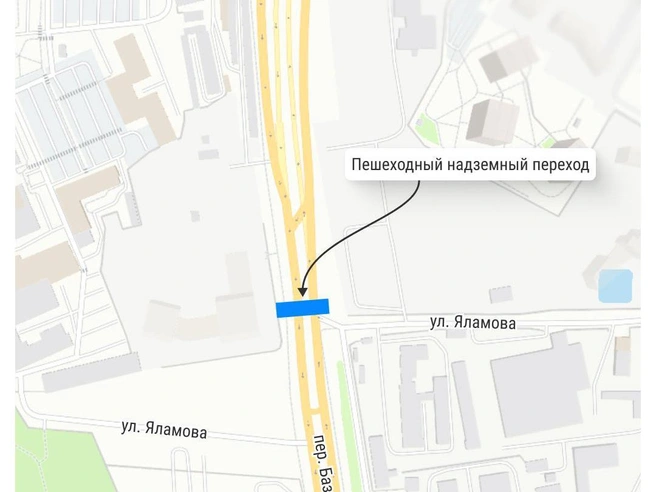 Расположение будущего надземного перехода | Источник: Филипп Сапегин / E1.RU