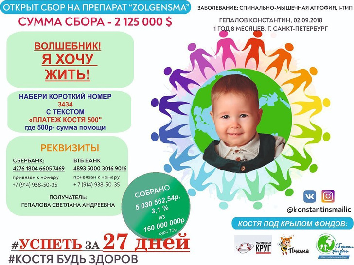 Фото №2 - Успеть за 27 дней: маленький Костя из Санкт-Петербурга нуждается в дорогом лекарстве