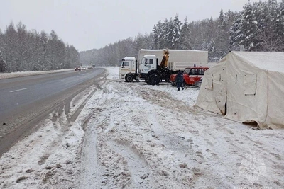 МЧС установило мобильные городки на опасных трассах