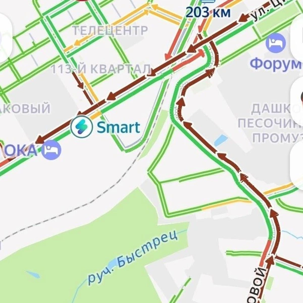 Ситуация на альтернативной дороге не лучше | Источник: Яндекс.Карты