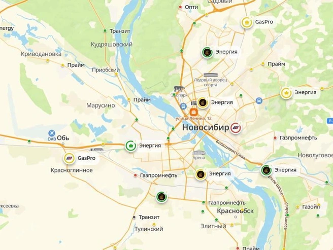 Виртуальная карта 2ГИС обновляет сообщения пользователей о заправочных станциях | Источник: 2ГИС