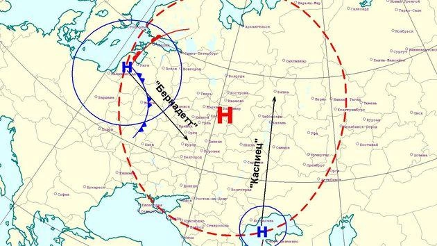 Суперциклон накроет Центральную Россию | Источник: Центр ФОБОС / meteovesti.ru