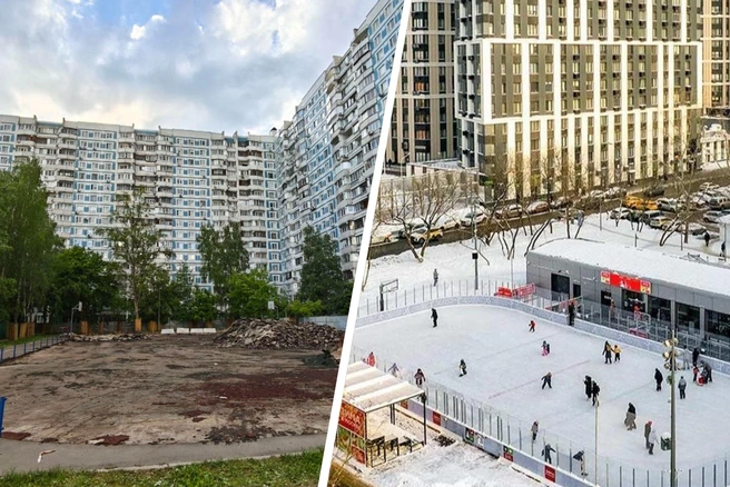 Жители района Чертаново Северное выступили против строительства круглогодичного спорткомплекса под окнами | Источник: Анастасия Харитонова / MSK1.RU, пресс-служба комплекса городского хозяйства Москвы / mos. ru