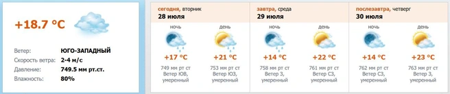 Скриншот с meteo.nw.ru