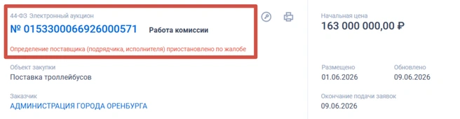 Жалоба на тендер | Источник: «Госзакупки»