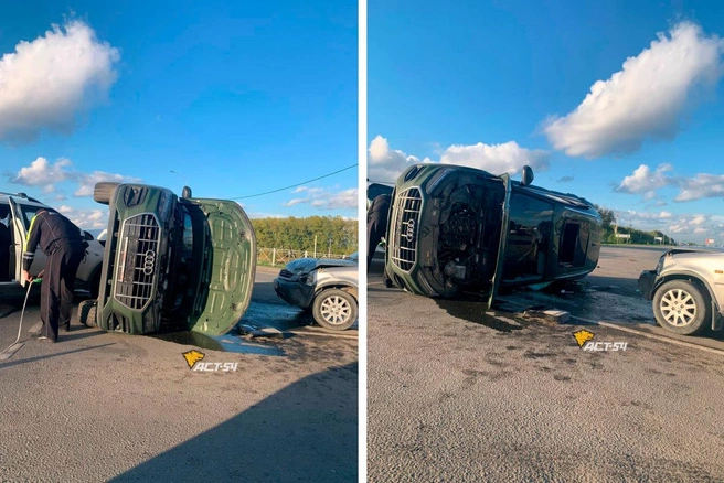 Авария произошла на съезде с четырехполосной дороги в сторону Верх-Тулы | Источник: «ACT-54 Black» / Telegram