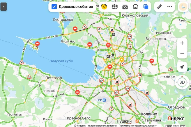 На юге Петербурга — транспортный коллапс. КАД, Софийская и другие улицы парализованы | www.fontanka.ru