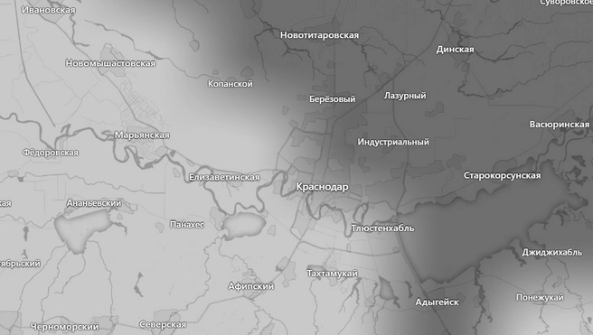 Белым обозначен туман | Источник: Windy