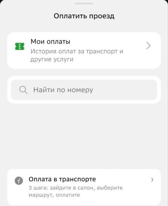 «Мои оплаты» и «Оплата в транспорте» можно было разместить поближе друг к другу | Источник: 2GIS
