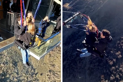 Sydney Sweeney и Scooter Braun прыгнули с утеса