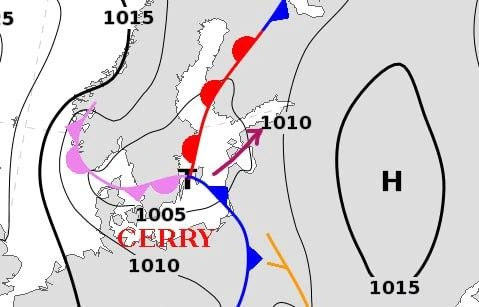 Карта погоды на середину дня субботы, 18 июля | Источник: телеграм-канал Александра Колесова