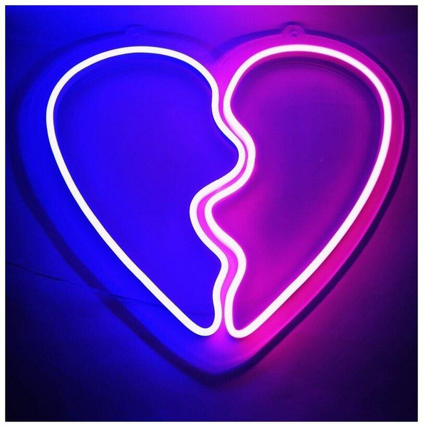 Вывеска из гибкого неона «Половинки сердец», Pj neon
