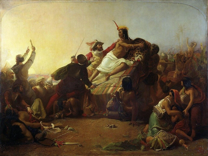 Джон Эверетт Милле «Писарро берёт в плен Инку Атауальпу», 1845 г. Лондон, Музей Виктории и Альберта | Источник: Джон Эверетт Милле, Public domain, через Викисклад