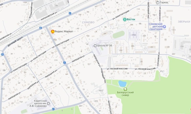 В зону отключения попадает целый жилой квартал | Источник: yandex.ru/maps