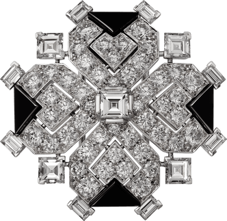 Геометрия и контраст оникса, горного хрусталя и бриллиантов в украшениях Cartier категории высокое ювелирное искусство