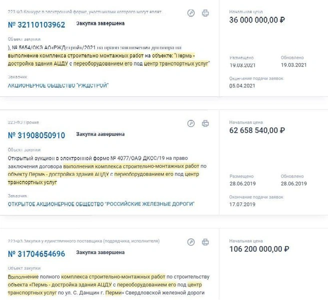 На стройку в разные годы выходили три подрядчика | Источник: zakupki.gov.ru
