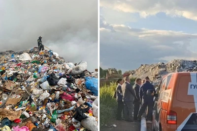 Ликвидация пожара на мусорном полигоне в Ярославской области