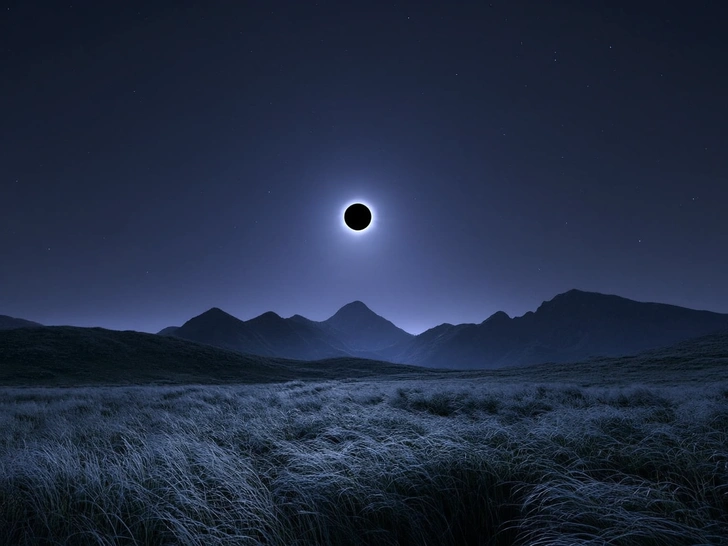 затмение, солнечное затмение, солнечное затмение 2027, затмение солнца, когда будете затмение, суть солнечного затмения, солнечные и лунные затмения, полное солнечное затмение | Источник: theDay/higgsfield 