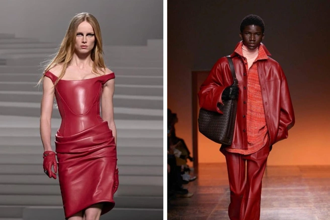 Цвет бургунди часто мелькал на модных показах | Источник: Versace, Bottega Veneta / versace.ru, bottegaveneta.com