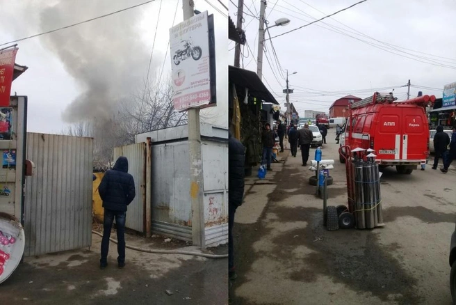 Чтобы потушить пожар, сотрудникам МЧС пришлось добираться до места возгорания через Центральный рынок | 59.ru