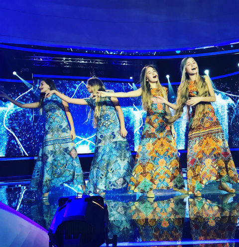 Участницы детского «Евровидения» от России София Фисенко, сестры Кристина и Мадонна Абрамовы, а также Александра Абрамейцева