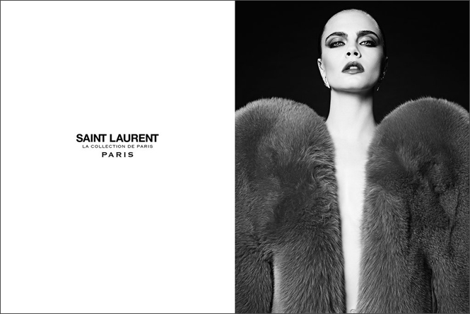 Кара Делевинь в кампании Saint Laurent