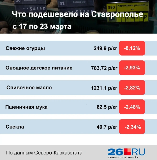 Статистика цен на продукты | Источник: Дарья Гранкина / 26.RU