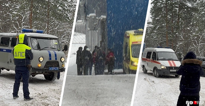 По словам нашего корреспондента, взрыв произошел в синем здании лаборатории рядом с корпусом Аэрокосмического факультета | Источник: Тимофей Калмаков / 59.RU