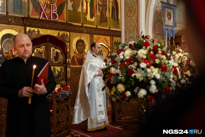 Пасхальная служба прошла в храме Иоанна Предтечи | Источник: Мария Ленц / NGS24.RU
