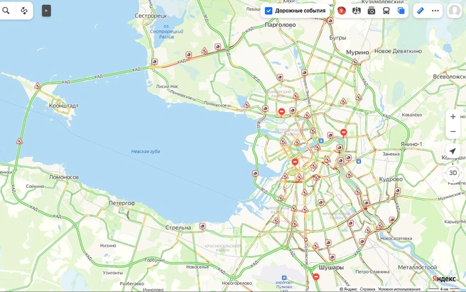 Пробки в Петербурге доросли до 9 баллов. Стоят КАД, Московское и Мурманское шоссе | www.fontanka.ru