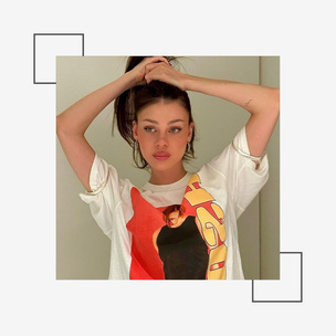 Яркая футболка + нежный макияж — стильное сочетание на каждый день от Николы Пельтц-Бекхэм