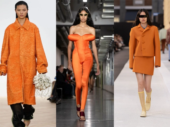 Оранжевый цвет давно не был в тренде | Источник: loewe.com / fashion.jeanpaulgaultier.com / maisonmargiela.com