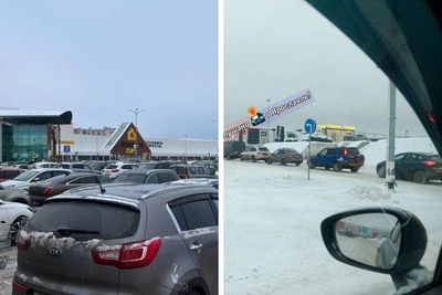 Очереди машин у гипермаркетов Ярославля перед праздником