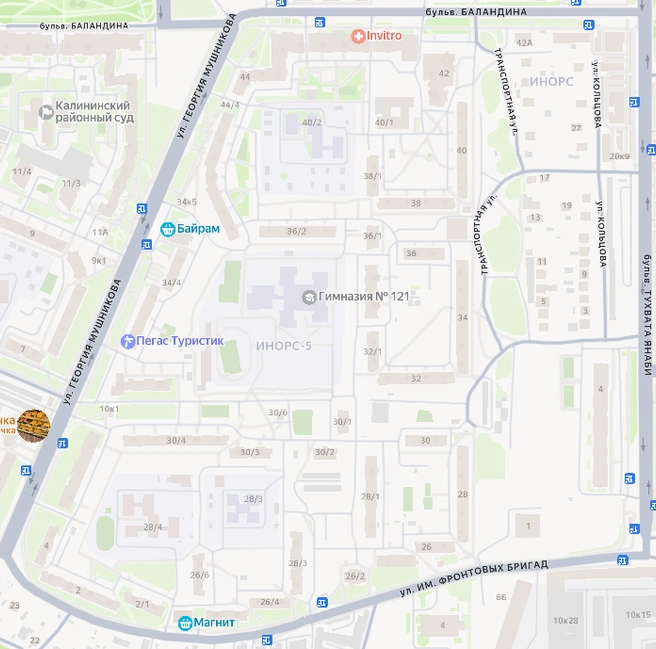 Гаражи и старые дома наполнены этим районом | Источник: yandex.ru/maps
