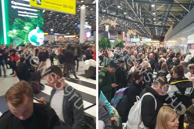 В Шереметьево десятки пассажиров ожидают свои рейсы | Источник: читатель 59.RU