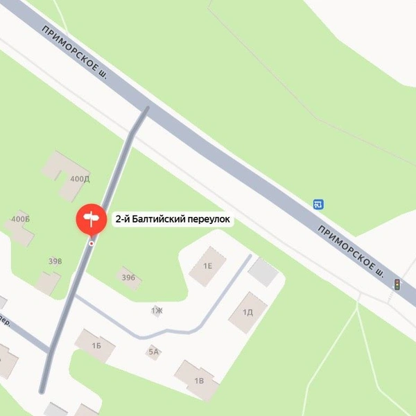 В Репино благоустроят сквер у пересечения Приморского шоссе и 2-го Балтийского переулка | Источник: «Яндекс Карты»