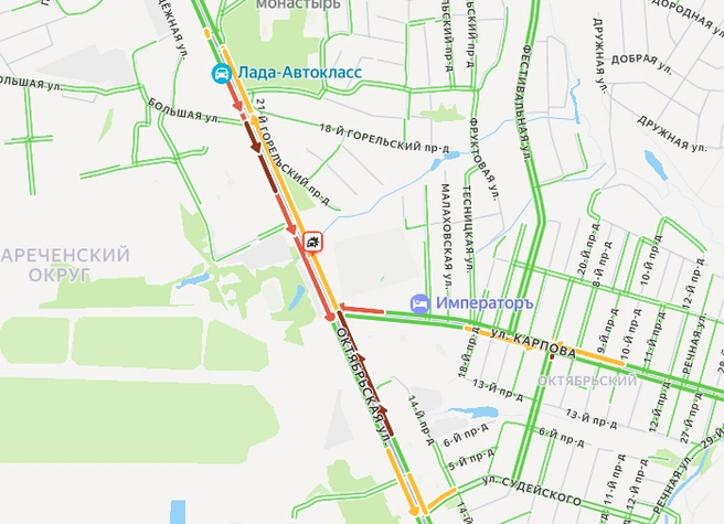 Как выглядит пробка сейчас | Источник: yandex.ru/maps