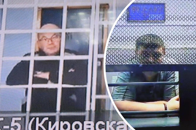 Подсудимый Алексей Ульянов (справа) и свидетель Игорь Дайлиденко (слева) присутствовали на суде удалённо | Источник: Тимофей Крылов, Алексей Волхонский / V1.RU