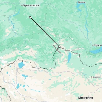 От центра поселка Кутурчин до ближайшей точки Монголии 437 километров, дорог и населенных пунктов по пути нет | Источник: Google Maps