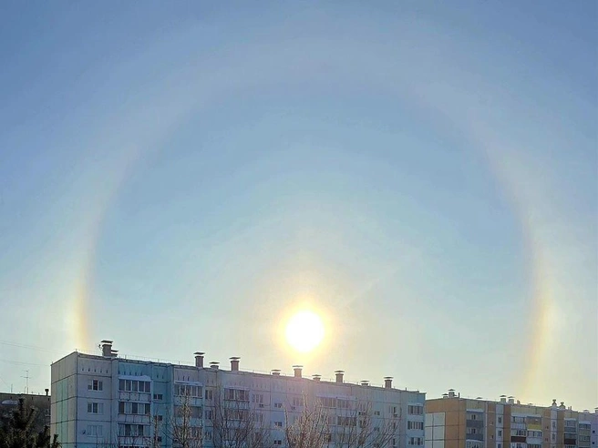 Вид гало, который зафиксировала Галина. | Источник: читатель 74.RU