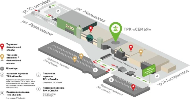 На схеме показано, на какие парковки распространяются новые правила | Источник: ТРК СемьЯ — business_communication / Telegram