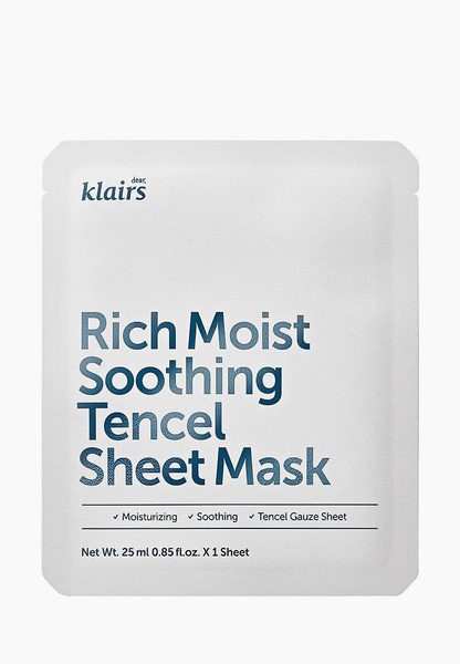 Маска для лица Rich Moist Soothing Tencel Sheet Mask, Dear, Klairs