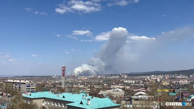 Дым от лесного пожара был виден со всего города | Источник: Артем Стромилов / CHITA.RU