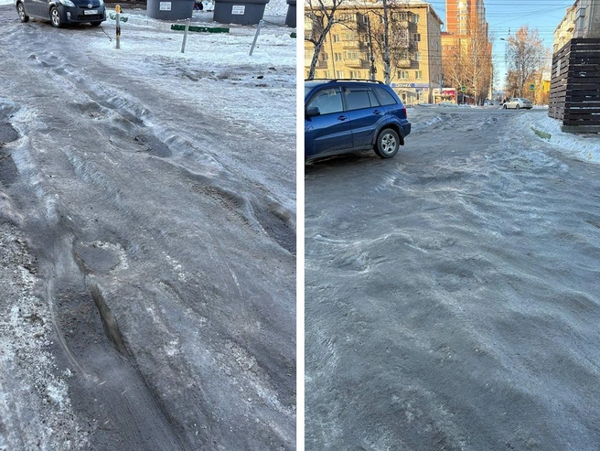 Автомобили теряют управление на обледенелой колее | Источник: читатели НГС