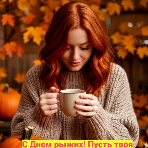 День рыжих: 20 самых красивых открыток для друзей, коллег и близких с огненной шевелюрой, день рыжих, день рыжих сентябрь, день рыжих 2025, открытка день рыжих, день рыжей девушки | Источник: theDay/Шедеврум